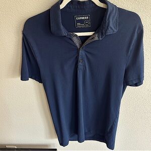 Express Blue Polo Shirt Classic Short-Sleeve Design Mens Medium EB